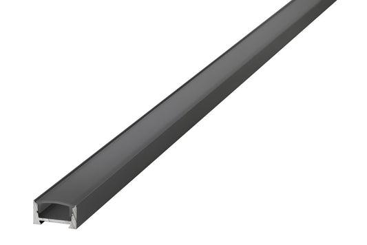 Profile Aluminium Surface Mount Black Anodised 2M Frosted Diffuser 16.2 X 8.57Mm Include 2 Endcaps And 4 Mounting Brackets - ILPFS049B