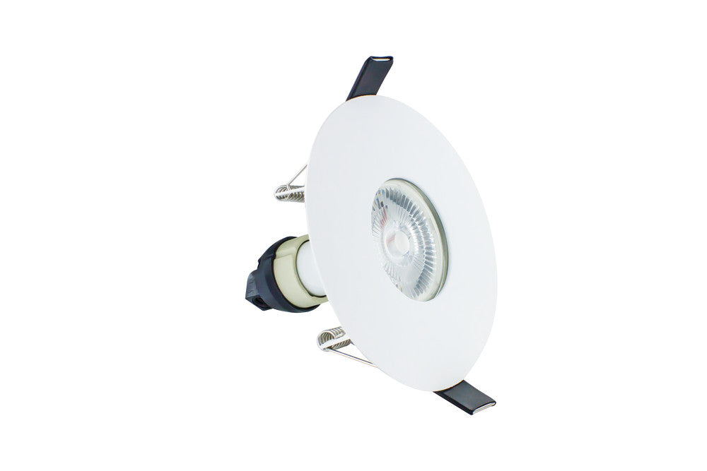 Evofire Fire Rated Downlight 70-100Mm Cutout Ip65 White Round +Gu10 Holder - ILDLFR70D015