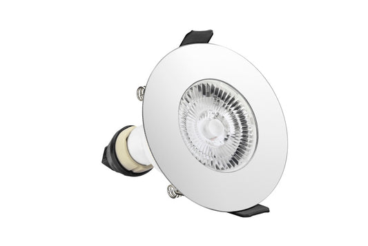 Evofire Fire Rated Downlight 70Mm Cutout Ip65 Polished Chrome Round +Gu10 Holder - ILDLFR70D017