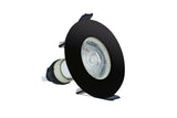 Evofire Fire Rated Downlight 70Mm Cutout Ip65 Black Round +Gu10 Holder - ILDLFR70D028